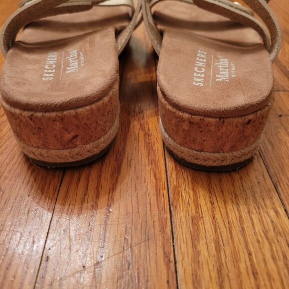 Skechers Martha Stewart Metallic Gold Strappy Sandals 7.5 BREEZIE Slides - Picture 3 of 10